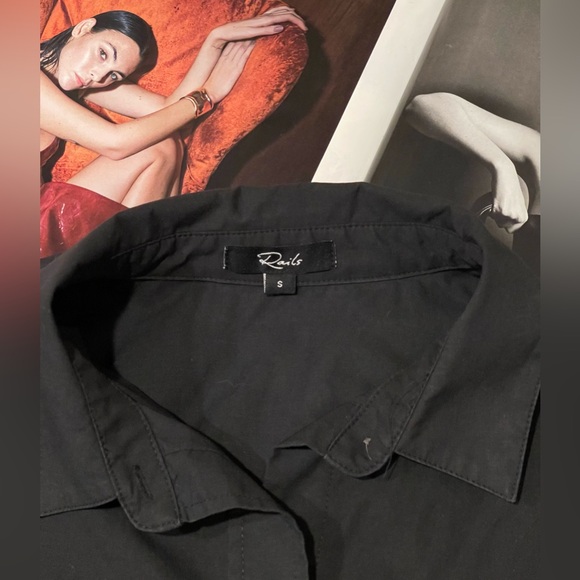 Rails Winnie Oversized Button-Down Shirt/Top In Black Size S - Picture 10 of 16